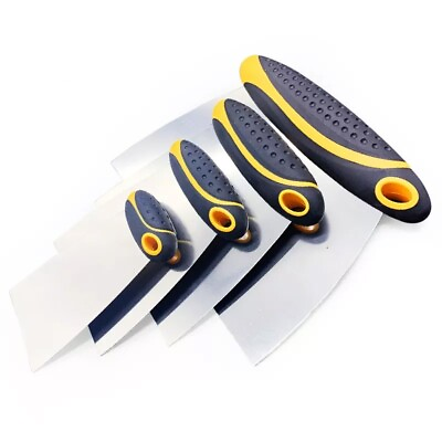 4 Piece Set of Stainless Steel Body Filler and Putty Spreaders Scraper $14.85