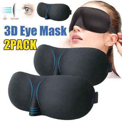 #ad 2PCS 3D Eye Mask RelaxING Sleeping Soft Padded Shade Cover Blindfold Blackout $6.99
