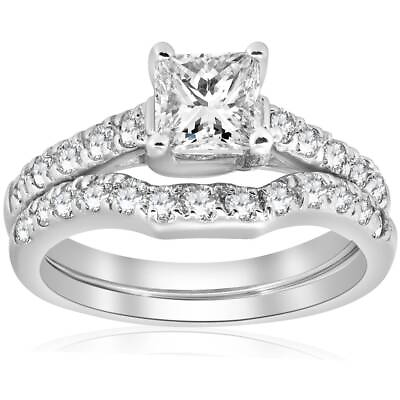 #ad 1 1 2ct Enhanced Princess Cut Diamond Engagement Ring Matching Wedding Band Set $2212.63
