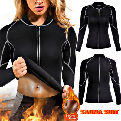#ad Womens Neoprene Body Shaper Suits Sauna Jacket Hot Sweat Weight Loss Waist Shirt $16.98