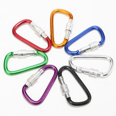 #ad 2.5quot; LOCKING D CLIP HOOKS utility aluminum Carabiner FOR camping hiking hunting $5.85