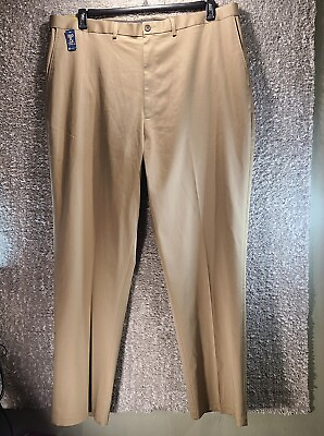 #ad Haggar Premium No Iron Khaki Flat Front Pants Classic Fit Big amp; Tall 44X34 NWT $26.99