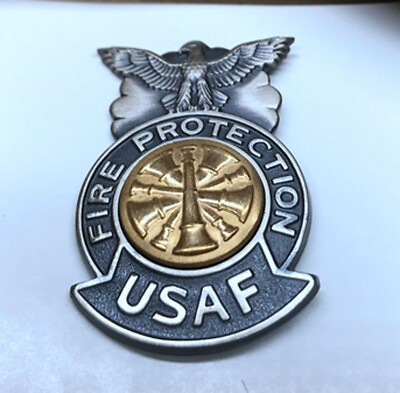 #ad MINI USAF US Air Force Fire Protection Chief Badge Insignia Pin Surplus US Badge $19.99