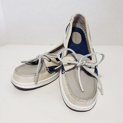 #ad G.H. Bass amp; Co. Women#x27;s Size 7.5 M Beige Navy Leather Vented Boat Shoes $19.89