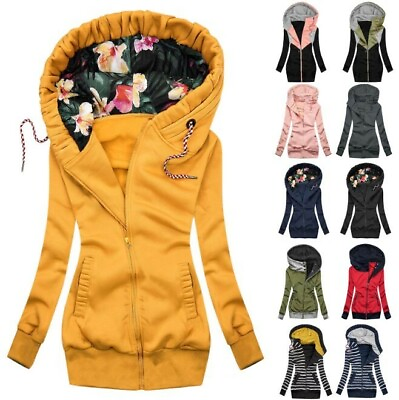 #ad Ladies Hoodie Sweatshirt Zip UpWinter Jacket Hooded Women Jumper Hoody CoatTop $27.38