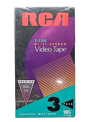 #ad RCA Hi Fi Blank VHS Tapes T 120 6 Hour Premium Quality NEW Factory Sealed x3 VCR $12.95