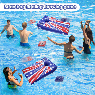 #ad 2 Pcs Set Pool Cornhole Game Inflatable Floating Bean Bag Toss Game Pool Toy $37.99