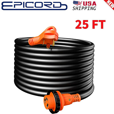 #ad 25 ft 30 AMP RV Power Cord with Twist Connector Grip Handle amp; Indicator Light $49.99
