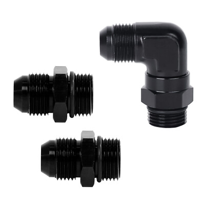 #ad LokoCar AN Flare to 4 6 8 10 12 AN ORB Male O Ring Fitting Adapter Black 2Pcs $9.99