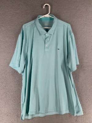 #ad Vineyard Vines Polo Mens 2XL Green Striped Performance Short Sleeve Golf Shirt $20.99