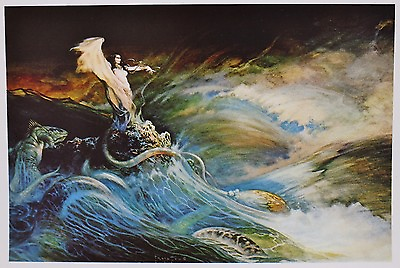 #ad SEA WITCH Frank Frazetta Vintage Art 1967 Ocean Fantasy GGA Waves Snake Lizard $13.68