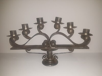 #ad Unusual Late 19th C 1800s Tin Candle Holder Candelabra $39.95