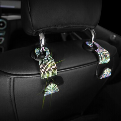 #ad 4PCS Bling Car Seat Back Headrest Hooks Hanger Holder Hook for Bag Iridescent $6.99