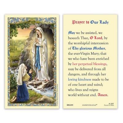 #ad Laminated Prayer to Our Lady Lourdes Holy Card Image of St. Bernadette with Mary $2.79