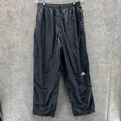 Adidas Pants Men Large Trefoil Black Sweatpants Outdoors Zip Pockets Vintage $37.88