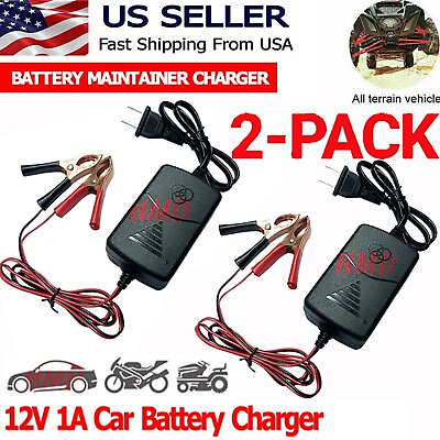 2PCS Car Battery Charger Maintainer 12V Trickle RV for Truck Motorcycle ATV Auto $14.99