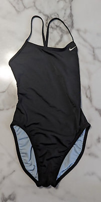 NIKE Womens Size 4 1 Pc SPORT Swimsuite Black Fully Lined Great Shape $10.00