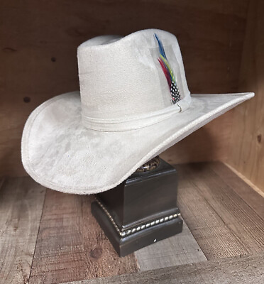 Men Faux Felt Western Cowboy Wide Hat Tejana Vaquera Rodeo Hecho en Mex. Beige $37.71
