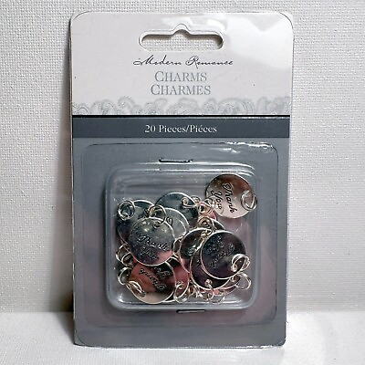 #ad NWT Modern Romance Round Thank You Charms Silvertone 20 Pieces $4.99