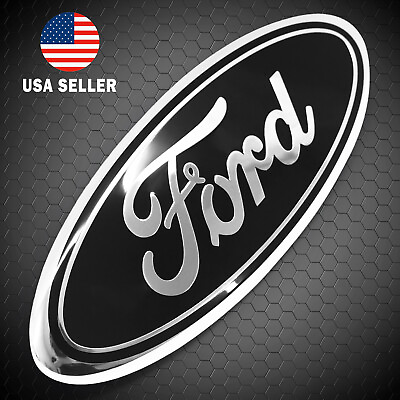 #ad FORD BLACK amp; SILVER EMBLEM OVAL 9 INCH LOGO Front Grille Tailgate Badge 2004 16 $9.99