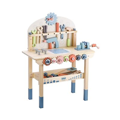 Tool Bench for Kids Toy Play Workbench Wooden Tool Bench Workshop Workbench w... $127.32