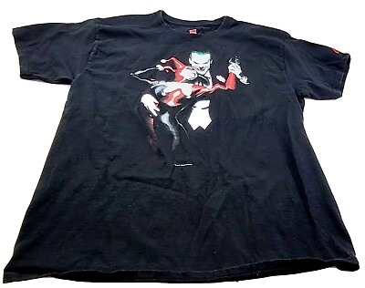 #ad Vintage 90s Y2K Joker Harley Quinn T Shirt L Batman DC Comics Graphitti Hanes $20.82