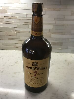 #ad Vintage Seagram#x27;s 7 Crown American Whiskey Gallon Bottle Empty 1964Pre Twist Cap $39.99