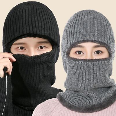 #ad Mens Womens Winter Beanie Hat Scarf Set Warm Knit Hat Thick Fleece Lined Cap $8.19