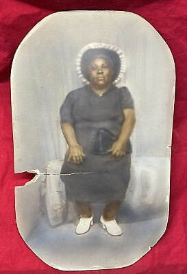 #ad Antique Unique Unknown Blues Singer Hand Painted Photograph Mississippi Delta $188.88