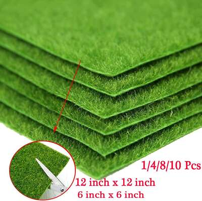 1 10Pcs Artificial Grass Turf Tiles for DIY Crafts Green Square Mats 12inch 6in $23.12