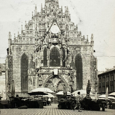 #ad Antique 1910s Schöne Brunnen And Frauenkirche Market Square 11quot;x7quot; Photo Germany $127.50
