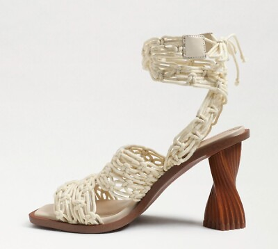 #ad NEW Sam Edelman Harleigh Wrap Heels Anthropologie Cream Macrame Size 7M $160 $36.00