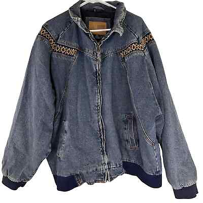 Canyon Guide Outfitters Vintage Denim Jean Bomber Jacket Size 2XL $67.00