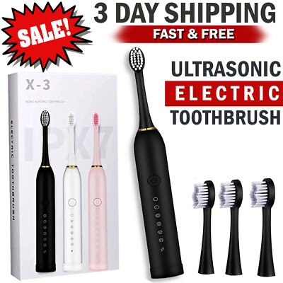 #ad Sonic Electric Toothbrush Rechargeable Oral Whitening Teeth with 4 Brush Heads $8.99