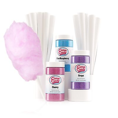 Floss Sugar Variety Pack with 3 11oz Plastic Jars of Cherry Blue Raspberry... $41.39