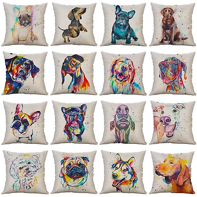 #ad Pillow Covers18x18 Watercolour Dogs Design Throw Pillow Case Cushion for Sofa $4.44