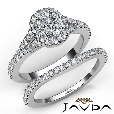 #ad 2ctw U Cut Halo Pave Bridal Set Cushion Diamond Engagement Ring GIA E VS1 W Gold $9899.00