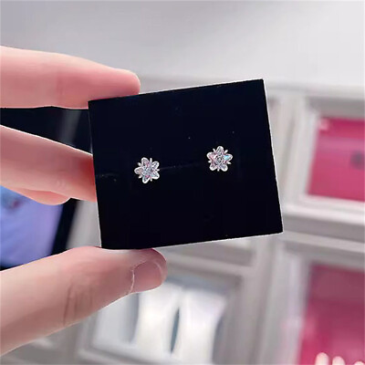 #ad Authentic 100% 925 Sterling Silver Celestial Sparkling Star Stud Earrings $21.65
