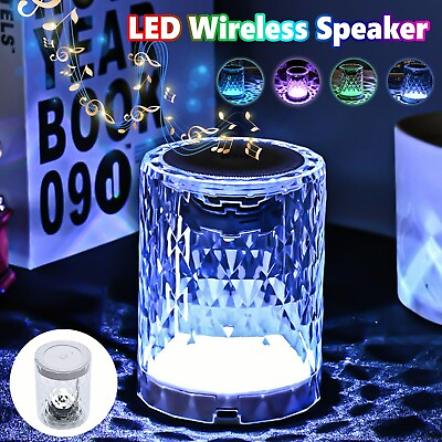 #ad Portable Wireless Bluetooth Speaker LED Crystal Stereo Bass RGB Light Music Play $9.95