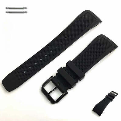 Black Curved End 22mm Silicone Rubber Strap Replacement Watch Band #4441 $16.95