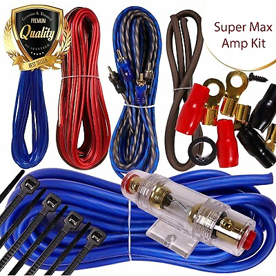 #ad Complete 8 Gauge Car Amplifier Installation Wiring Kit Amp Blue 1000W TO 2500W $19.99