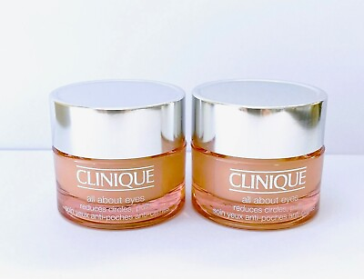 #ad 2x Clinique All About Eyes Reduces Circles Puffs 0.5 oz 15ml = 1 Oz NEW $29.50