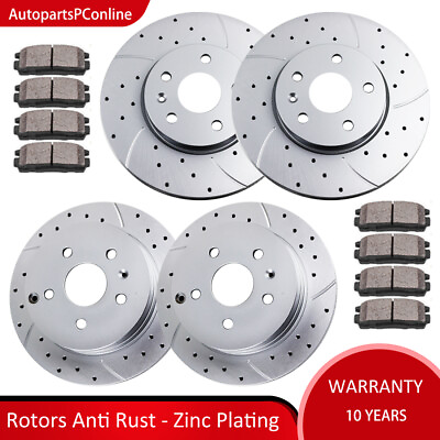 Brake Rotors and Pads Drilled Slotted Front Rear Kit for Chevy Equinox Terrain $154.79