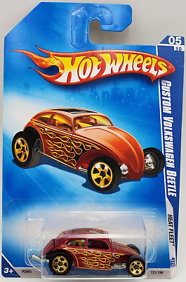 #ad CUSTOM VOLKSWAGEN BEETLE Red 2009 Hot Wheels #121 Heat Fleet Mattel $5.99