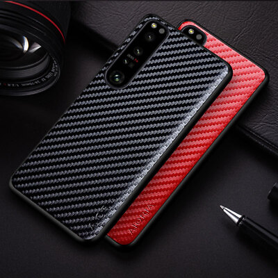 For Sony Xperia 1 5 10 III IV Luxury Hybrid Carbon Fiber PU Leather Case Cover $10.96