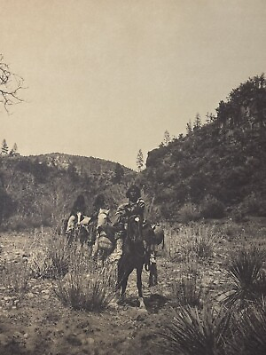 #ad Vintage Edward Curtis Sepia Lithograph Art Print Apache Land Circa 1900 72 $54.98