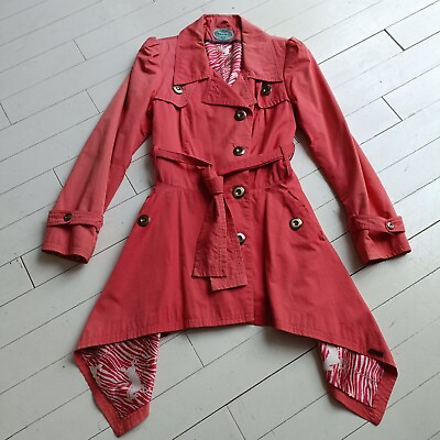 #ad RED or DEAD Woman#x27;s Belted Trench Coat Size 12 REALLY COOL DESIGN AMAZING GBP 75.00
