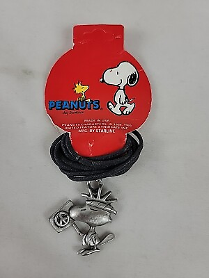 #ad Vintage New old Stock 1965 Starline Peanuts Woodstock Peace Sign Pewter Necklace $11.95