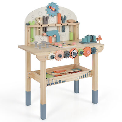 Kids Play Tool Workbench Wooden Tool Bench w Rich Accessories for Boys amp; Gi $72.74
