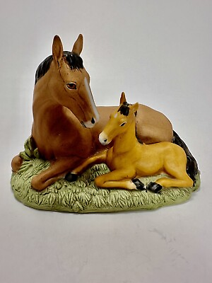 #ad Mare amp; Foal Horses Vintage Figurine Homco Porcelain #8859 $13.97